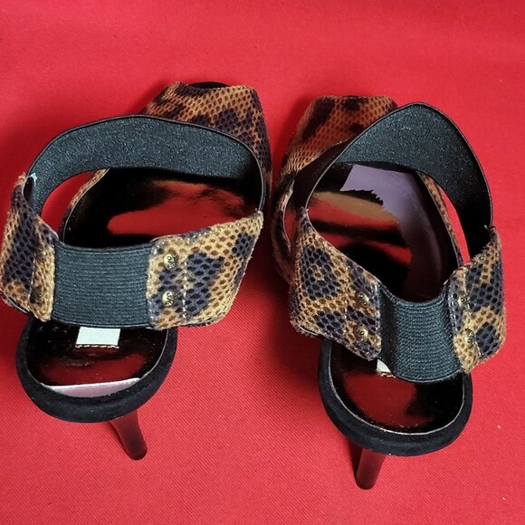 Simply Vera Strappy Leopard Print Stiletto Peep Toe Heel Shoes 8M - Picture 10 of 12